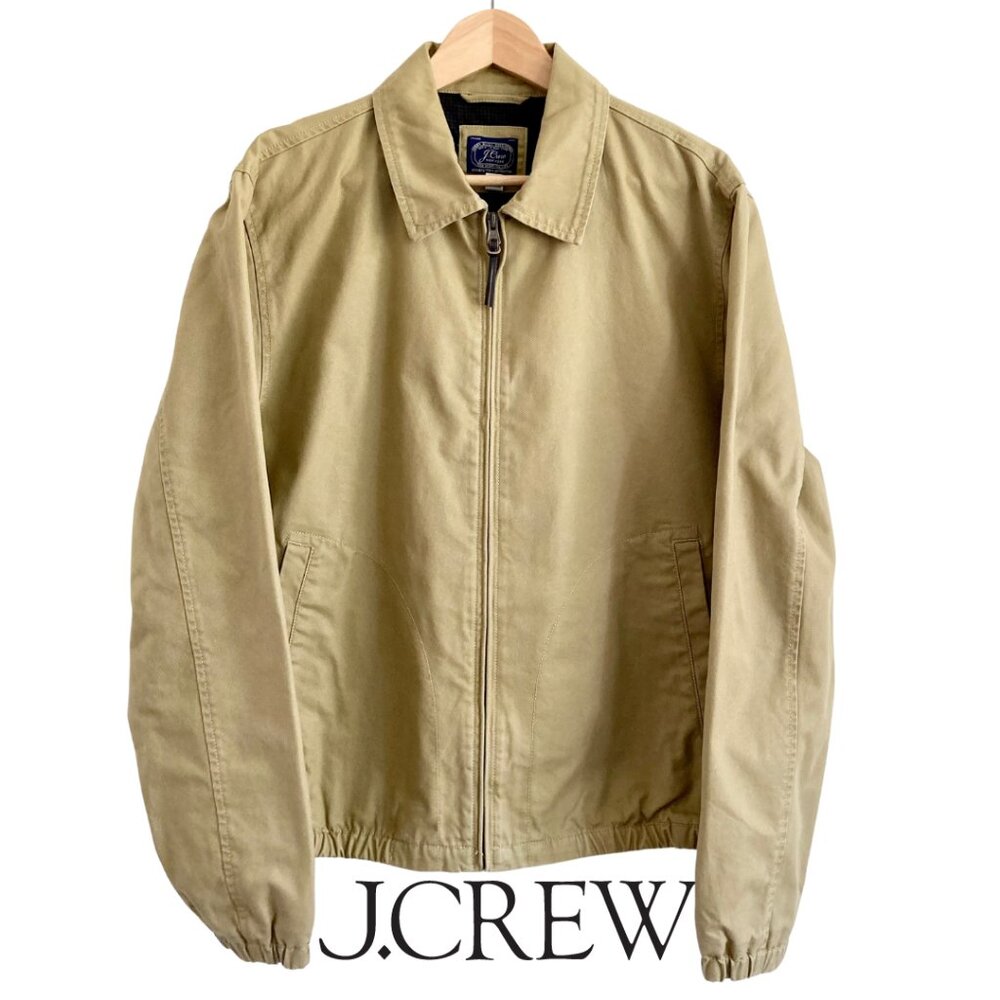 J.CREW Harrington Jacket 100% Cotton Twill Khaki Tan BJ059 Pockets NWT Sz Large